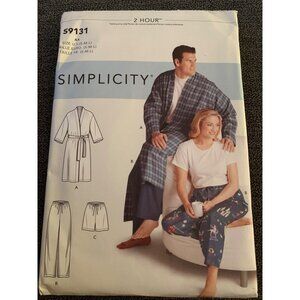Simplicity S9131 Sewing Pattern Robe Pants Short Top Women Men Small Meduim Larg